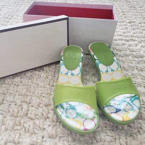 Lime green Coach mules